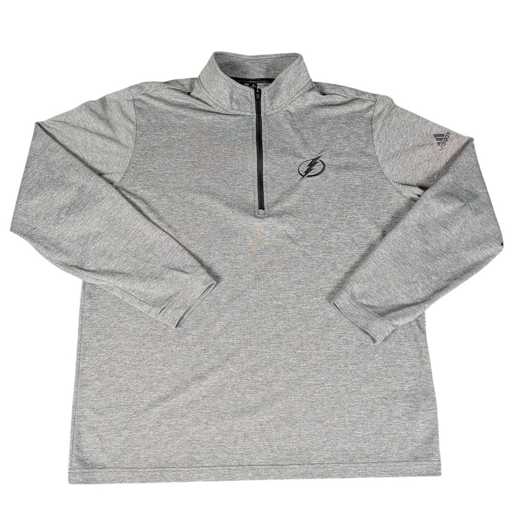 Adidas Tampa Bay Lightning NHL Pullover Mens Large Grey Quarter Zip Excellent